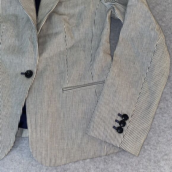 Banana Republic Blazer Jacket Women’s 4 Navy White Pinstripe Career Work 23” - Picture 4 of 16